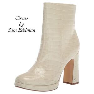 Circus by Sam Edelman Freddie Sage Croc Faux Leather Platform Boots NIB Size 8